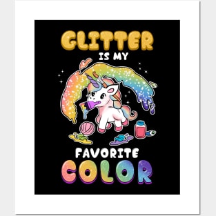 Cute & Funny Glitter Is My Favorite Color Unicorn Posters and Art